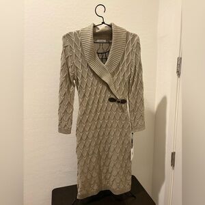 Calvin Klein Taupe Cable Knit Dress (NWT)